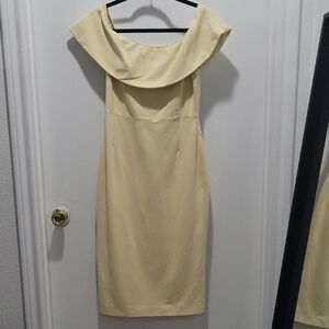 Babaton Cream Off-Shoulder Midi Dress